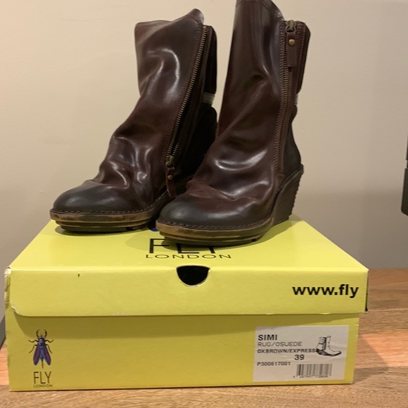 Fly London Shoes | Fly London Simi - Wedge Boot - EU 39 - Dark Brown Leather and Suede | Color: Brown | Size: 39eu | Shoevella's Closet